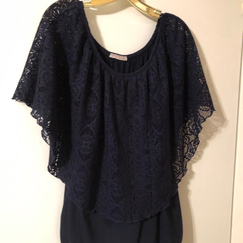 Navy top and long skirt